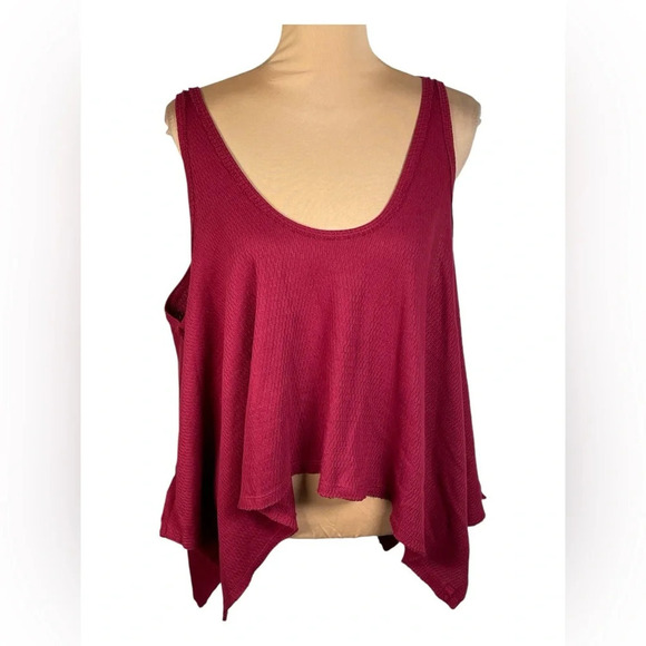 Free People Sing La La Handkerchief Tank Gone Gogi (burgundy) Size S - Picture 3 of 12